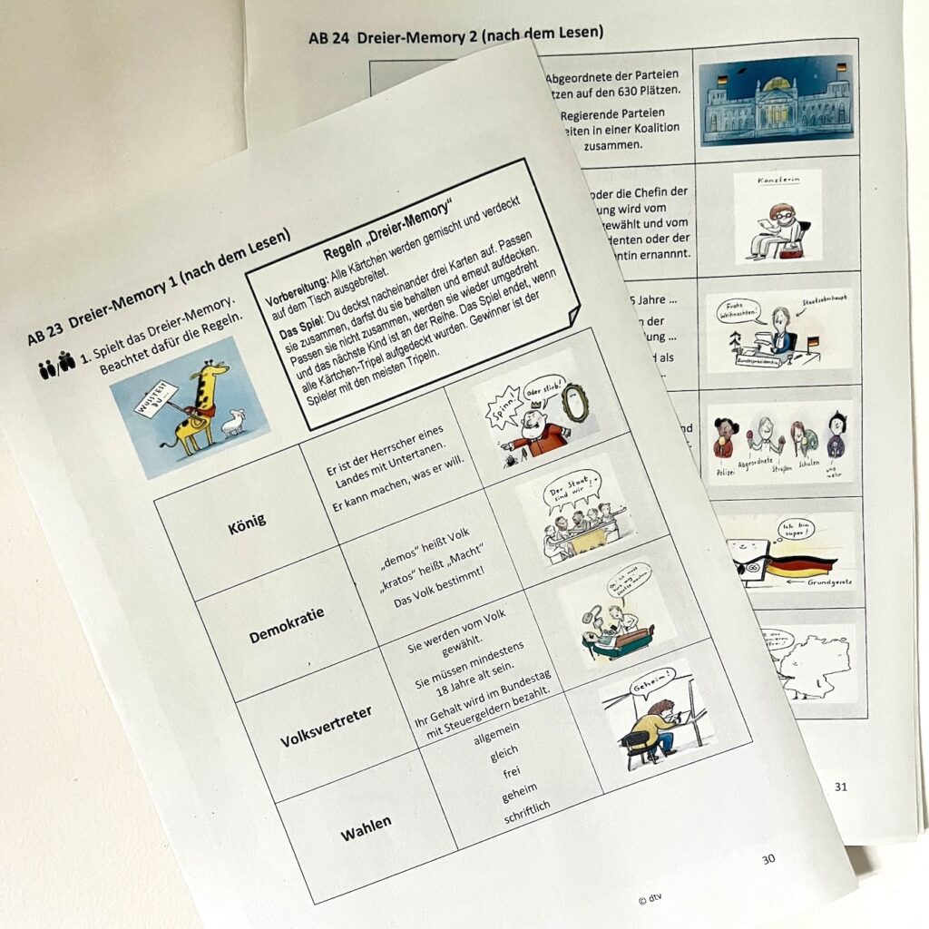 Arbeitsblätter Memory aus dem Unterrichtsmaterial "Warum haben wir keinen König?", dtv 2026